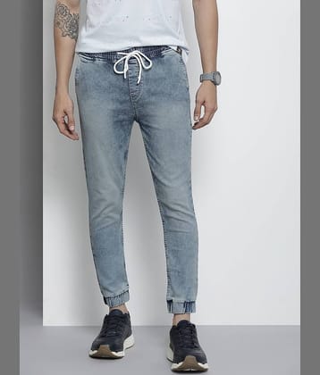 The Indian Garage Co Men Blue Jean Slim Fit Heavy Fade Cuffed Hem Stretchable Jeans