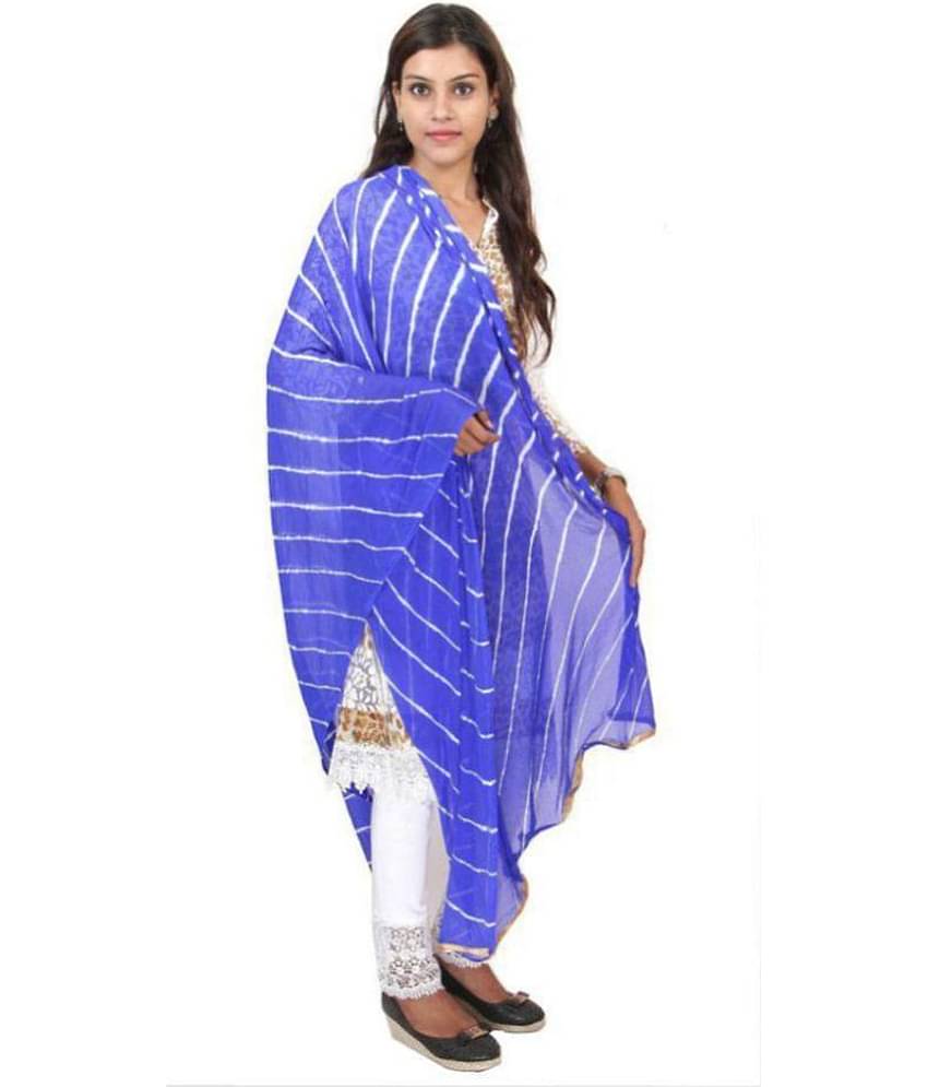 Apratim Blue Chiffon Leheria Dupatta