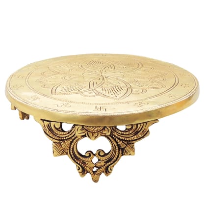 Brass Round Chowki Showpiece for God Idol - Premium Puja Base, Length : 9.5 Inch (BSMAS697 K)