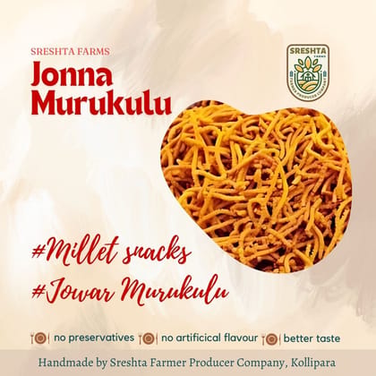 Sreshta Farms Crispy Murukulu Healthy South Indian Snack Jonna (Jawar) Sreshta Farms Crispy Murukulu Healthy South Indian Snack Jonna (Jawar)