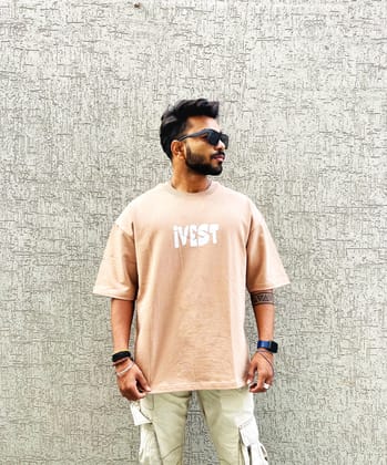 BEIGE COLOUR OVER SIZE TSHIRT
