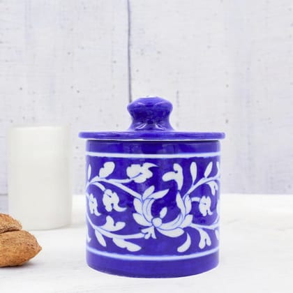 Blue Pottery Jar with Lid - Blue