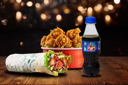 Chicken Tikka Roll + Chicken Kurkure [8 Pcs] +1 Thums Up [250 Ml].