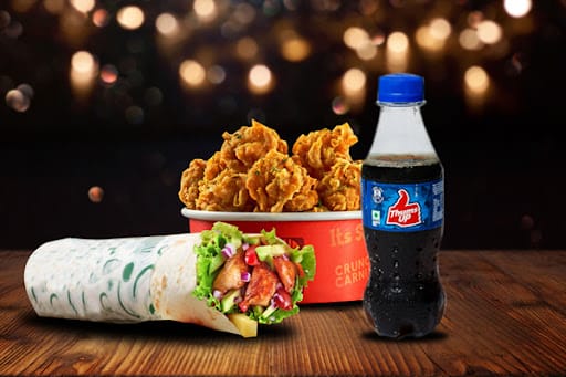 Chicken Tikka Roll + Chicken Kurkure [8 Pcs] +1 Thums Up [250 Ml].