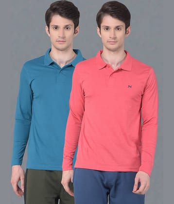 Force NXT Pack of 2 Cotton Regular Fit Solid Full Sleeves Men's Polo T Shirt ( Multicolor )