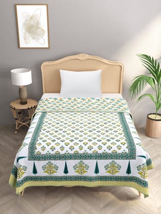 Ethnic Printed Reversible Single Bed Cotton AC Blanket | Lightweight Summer Dohar 60x90 inches-Multicolor