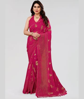DIKONA DESIGNER Georgette Solid Saree With Unstitched Blouse Piece ( Rama )