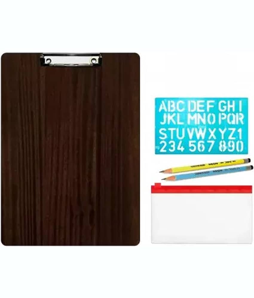 Posshe Unisex Kids Exam Pad with Pencil Kit ,2 Pencil and Stencil Combo (Set of 4, Black)