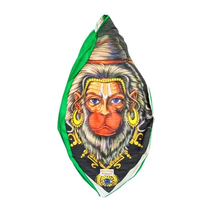 MAYAPURI Bajrangbali Hanuman Ji Printed Pure Cotton Gomukhi Japa Mala Bag, Beads or Chanting Bag with Zip Pocket and Sakshi Mala Counter, Pack of 1