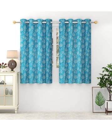 Homefab India Printed Blackout Eyelet Window Curtain 5ft (Pack of 2) - Blue