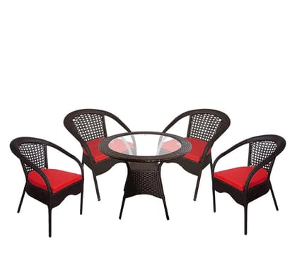 OUTDOOR PATIO SEATING SET 4 CHAIRS AND 1 TABLE SET WITH CUSHIONS