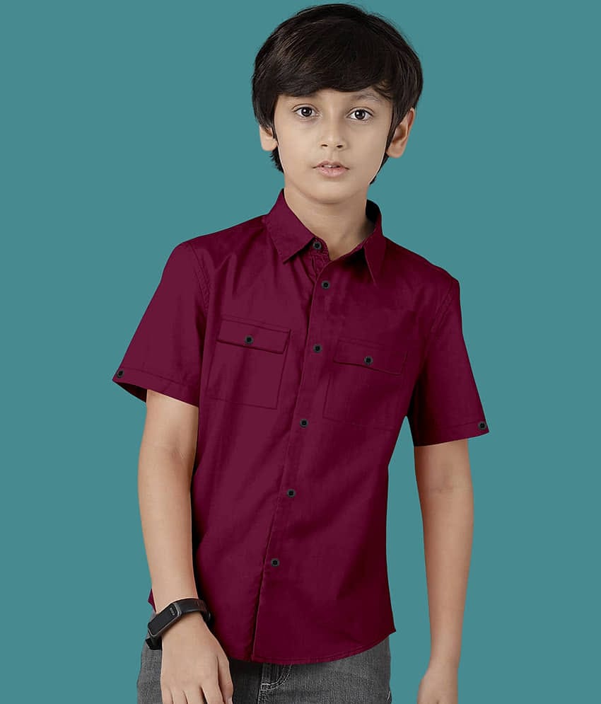 VTEXX Pack of 1 Boys Cotton Blend Half Sleeves Shirt ( Blue )