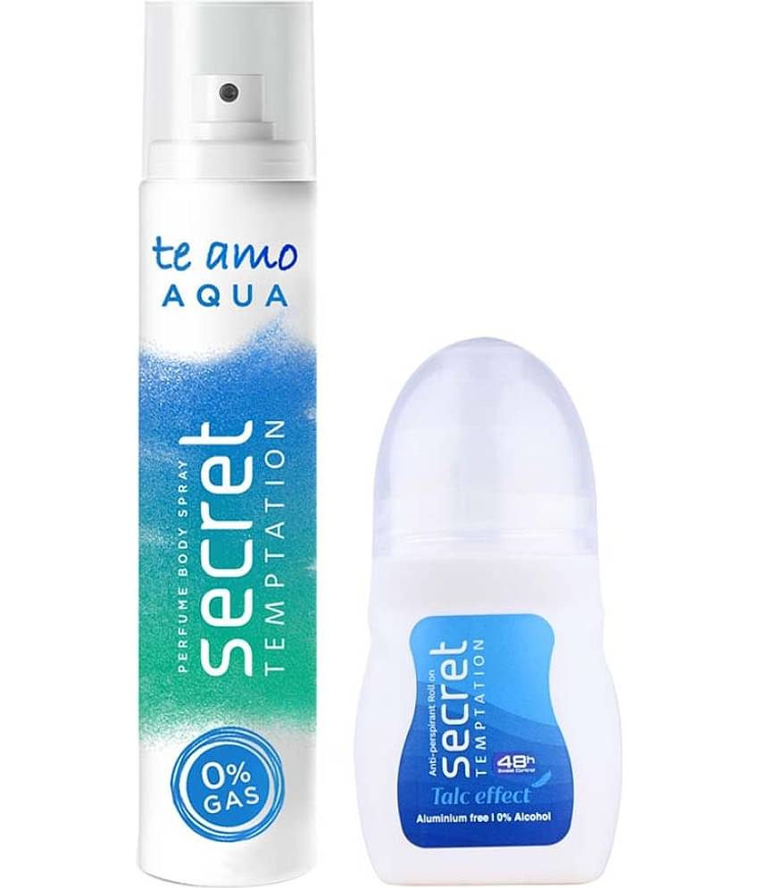 secret temptation Talc Effect Roll-on 50ml & Aqua Body Spary 120ml, Combo Pack of 2 for Women (2 Items in the set)