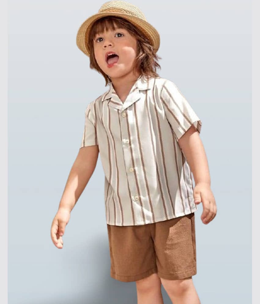 Ocvito Pack of 1 Boys Cotton Shirts & Shorts Set ( Brown )