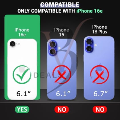 V3Deals Silicone Back Cover Compatible for iPhone SE4/16E, Scratch-Resistant, Anti-Fingerprint, Raised Screen Edge Protection 1.2mm