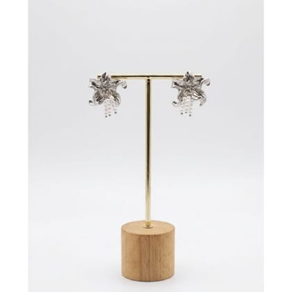 Earrings Silver-Toned Floral Design