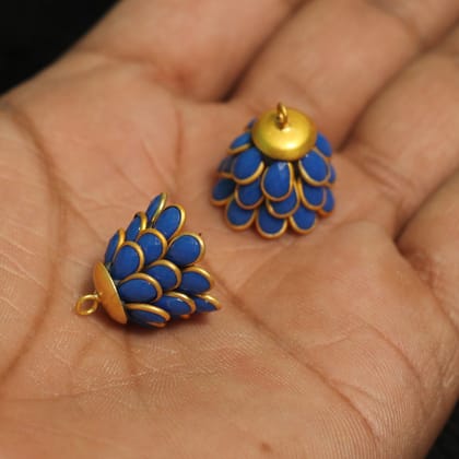 2 Pairs Pacchi Jhumka Opaque Blue 14x19 mm-Blue / Acrylic