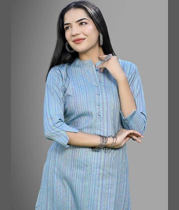 QuaClo - Blue Cotton Women's Straight Kurti ( Pack of 1 )
