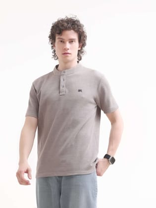 Pinnacle dusky brown henley tshirt-S
