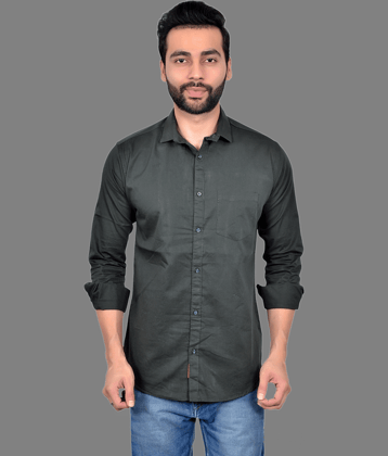 MOUDLIN - Green Cotton Blend Slim Fit Men's Casual Shirt ( Pack of 1 )