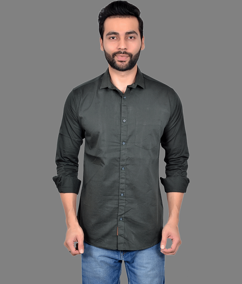 MOUDLIN - Green Cotton Blend Slim Fit Men's Casual Shirt ( Pack of 1 )