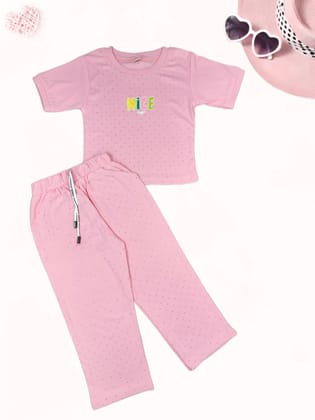 Girl's Causal Peach Co-Ord Set [GCS-998] (4-12 Years)-5-6Y (Size - 26) / Imported