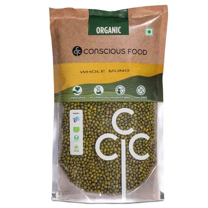 Conscious Food Green Gram / Whole Moong 1Kg Organic