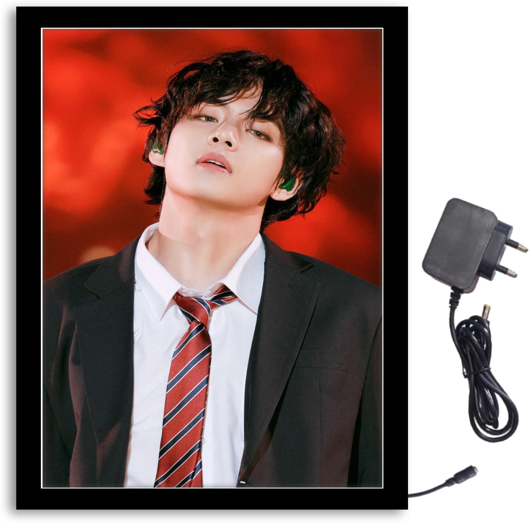 NOKKES Bts, The Best RM, Suga, Jin, J-Hope, Jimin, V,Jung Kook Light Photo Frame 8X10 inch Led Light photo Frame With Light Adaptor Led Light Photo Frame Black Color Photo Frame_AQW215