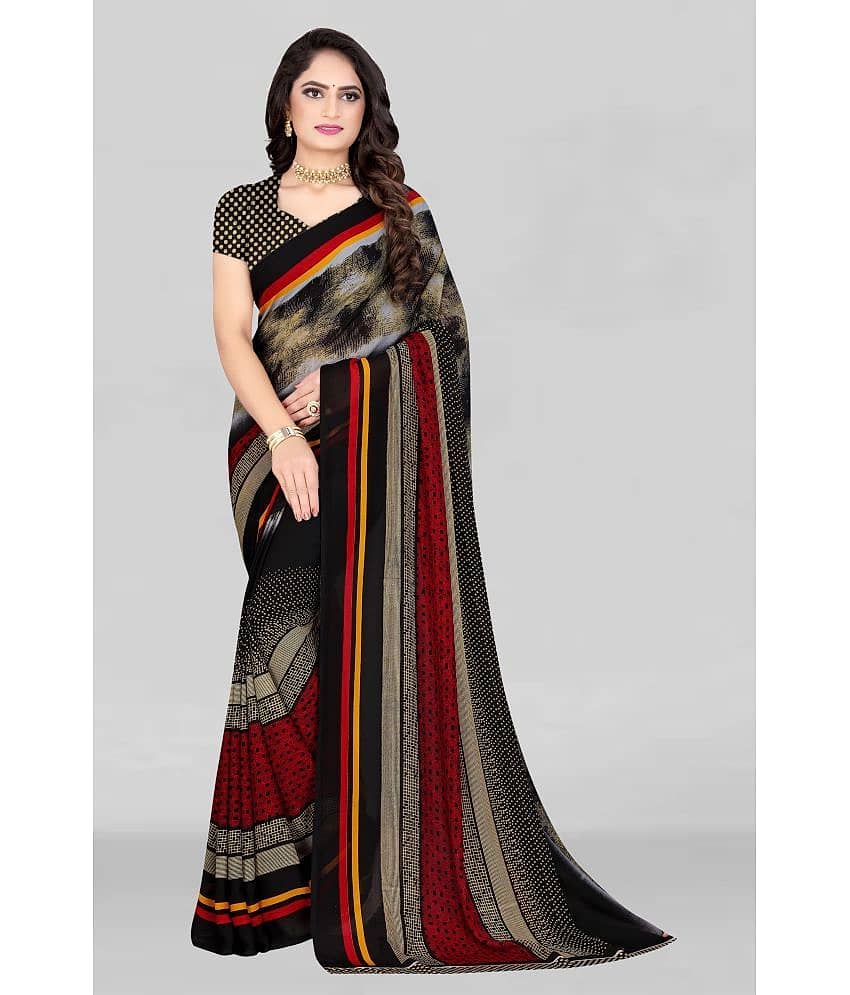 LEELAVATI Georgette Printed Saree With Unstitched Blouse Piece ( Multicolor )