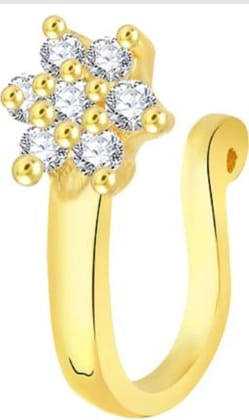 Beautiful Gold Plated Nose Pin U Shape 7 Nug Wedding Nose Ring Fashion Gift Jewellry Pack of 1