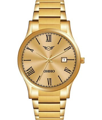 OHHO Gold Stainless Steel Analog Men's Watch