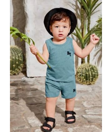 kukke Pack of 1 Baby Boys Cotton T-Shirt & Shorts Set ( Grey Melange )