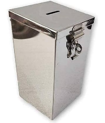 Dynore Stainless Steel Coin Box/Piggy Bank/Gullak/Donation/ Suggestion Box