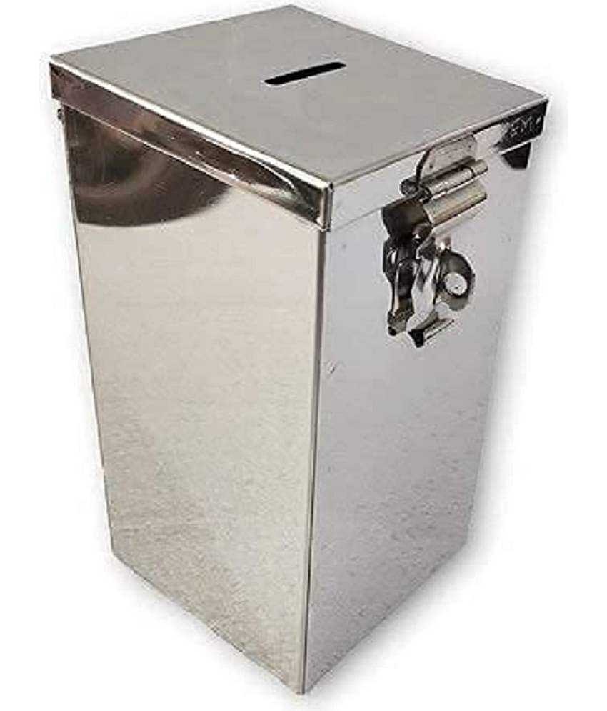 Dynore Stainless Steel Coin Box/Piggy Bank/Gullak/Donation/ Suggestion Box