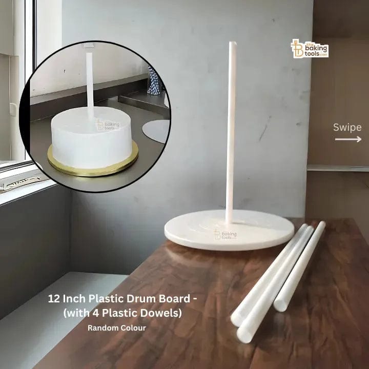12 Inch Plastic Drum Board - Random Colour (with 4 Hollow Plastic Dowels)