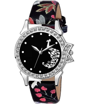 EMPERO - Black Leather Analog Womens Watch