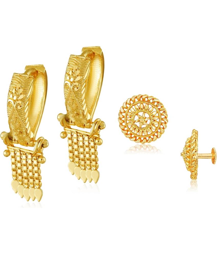 Vighnaharta Shimmering Beautiful Gold Plated Clip on Bucket,basket Chand Bali and Screw Stud  earring Combo For Women and Girls -VFJ1109-1443ERG