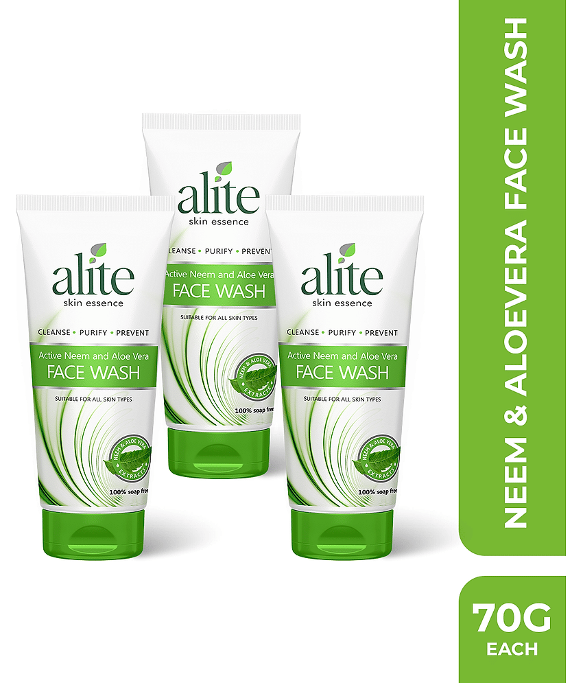 Alite Active Neem & Aloe Vera Anti Acne Face Wash Cleanser for Radiant Skin 70g ( Pack of 3 )