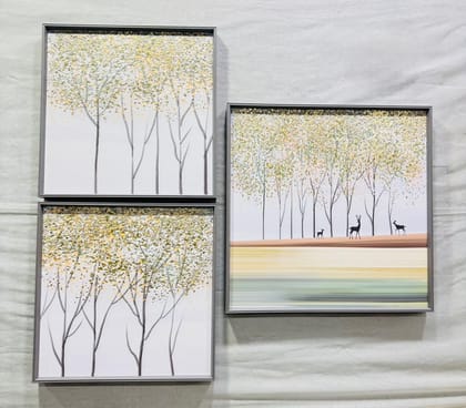 Modern Crystal Painting set of 3 Style 77-Acrylic | Gloss Finish / 16 x 16 | 16 x 16 | 20 x 20