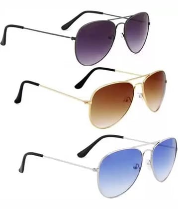 Elligator Multicolor Rectangular Sunglasses ( Pack of 3 )