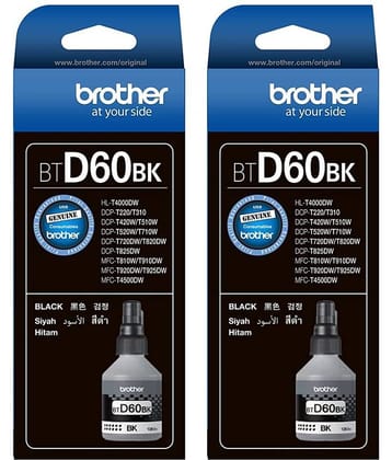 KALAR BT60D BK For DCP T220 Ink Black Pack of 2 Cartridge for with Brother DCP-T300, DCP-T500W, DCP-T700W. DCP-T800W inkjet printers