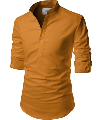 Vida Loca Linen Slim Fit Solids Rollup Sleeves Men's Casual Shirt - Pink ( Pack of 1 )