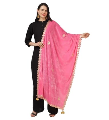Women's Velvet Gotta Patti Dupatta (Pink)-PID46932