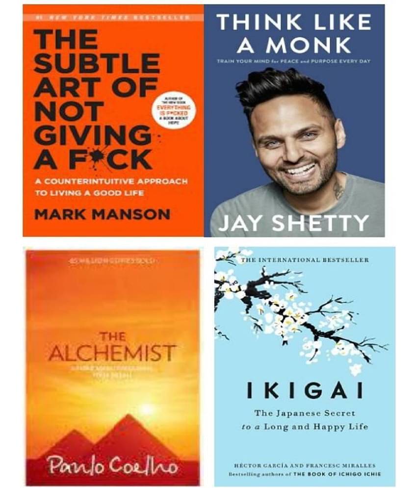 Books Combo (Ikigai, Think Like A Monk, Alchemist The Subtle Art Of Not Giving )- Paperback