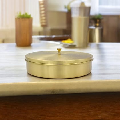Brass Spice Box For Kitchen With Spoon
