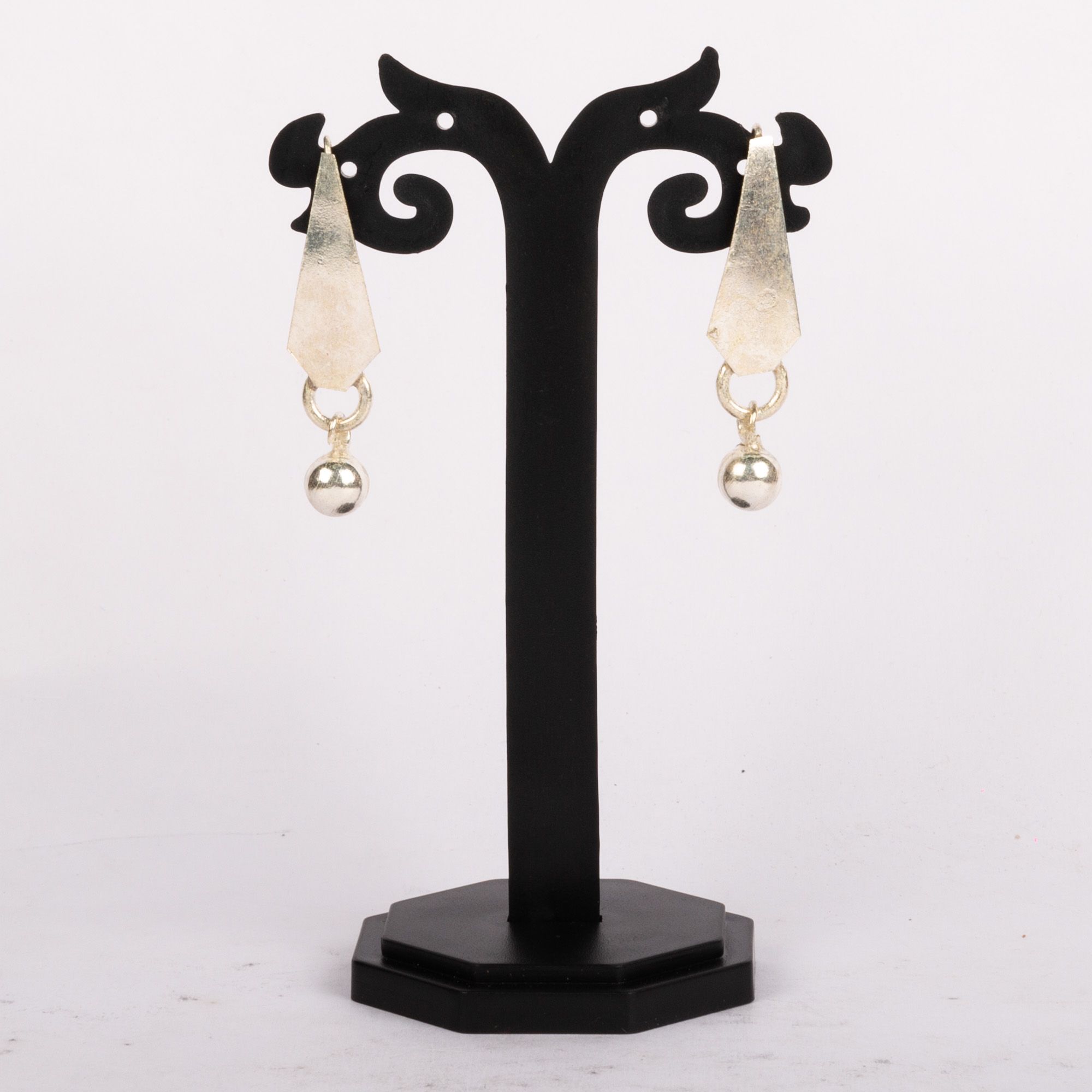 Tribes India Silver Stone Dangler Cone Earrings