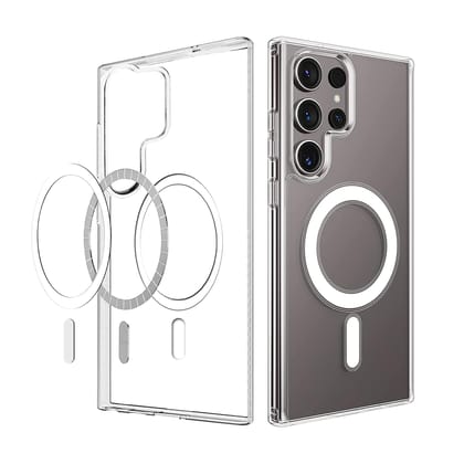 Magfit Cover for Samsung Galaxy S23 Ultra (5G) | Mag-Safe Wireless Charging | Designed with Magnetic Lock Shockproof Phone Bumper Transparent Back Case Cover