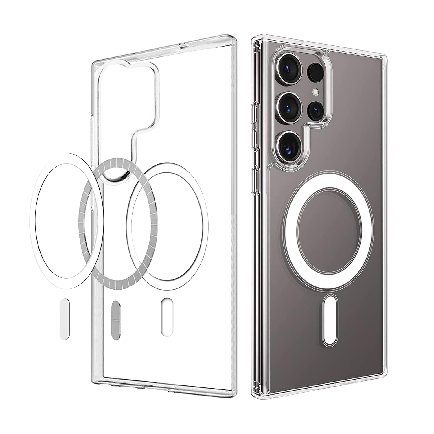 Magfit Cover for Samsung Galaxy S23 Ultra (5G) | Mag-Safe Wireless Charging | Designed with Magnetic Lock Shockproof Phone Bumper Transparent Back Case Cover