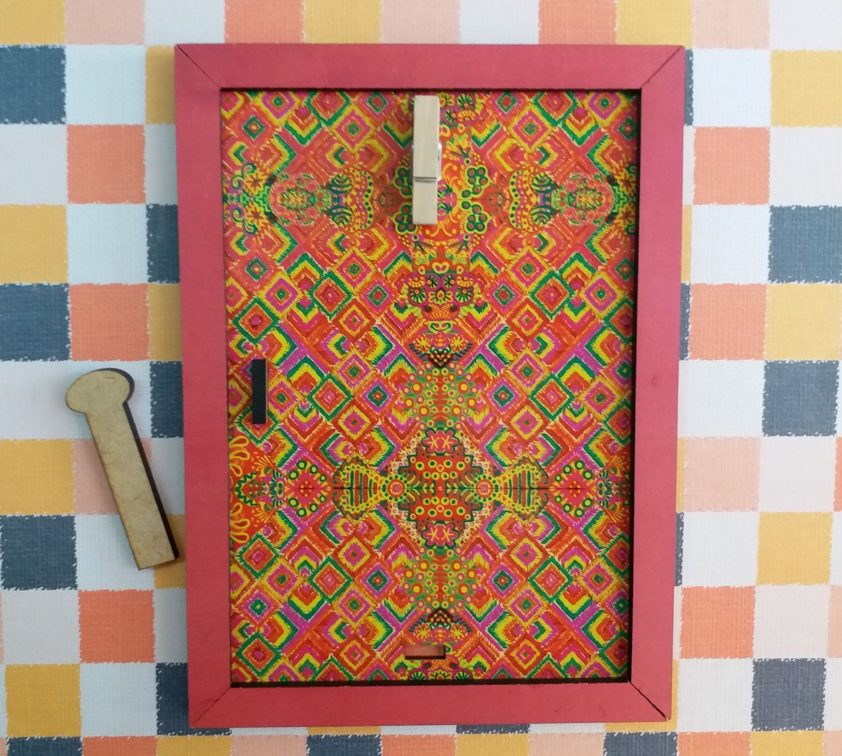 PHULKHARI ART PHOTO FRAME WITH RED BORDERS