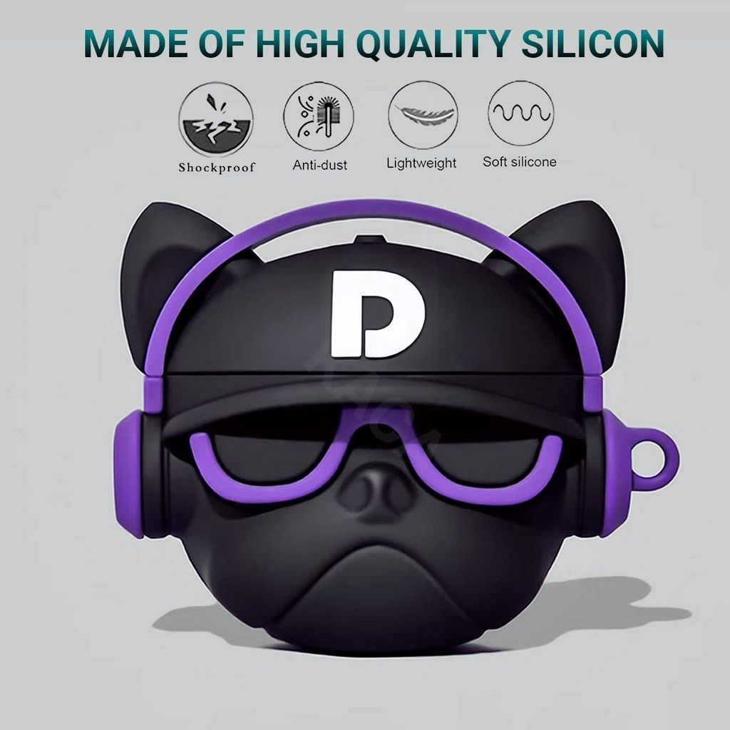 LIRAMARK Cute Cartoon Design Case Cover for AirPods 1 & 2, Designer case for Apple airpods 1st and 2nd Generation case (Blue DJ)